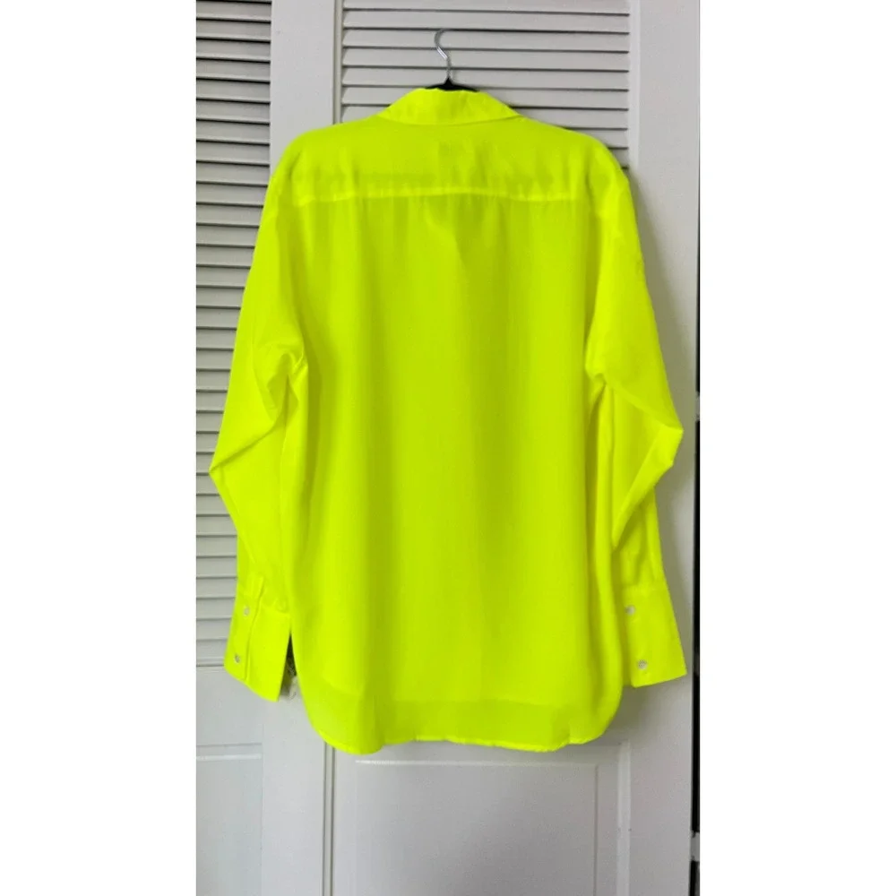 NWT Serena Bute London Women's Oversized Shirt Neon Yellow Sz Large - Picture 2 of 7